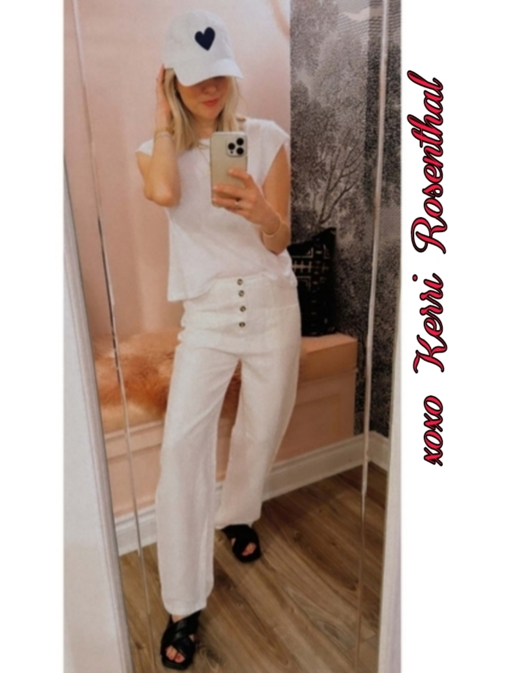 Kerri Rosenthal Paris Patch Pocket Pant In White Linen Size Medium